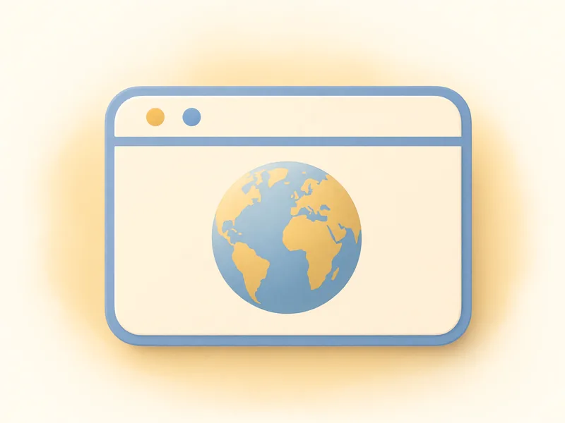 A painted browser window holding a small globe