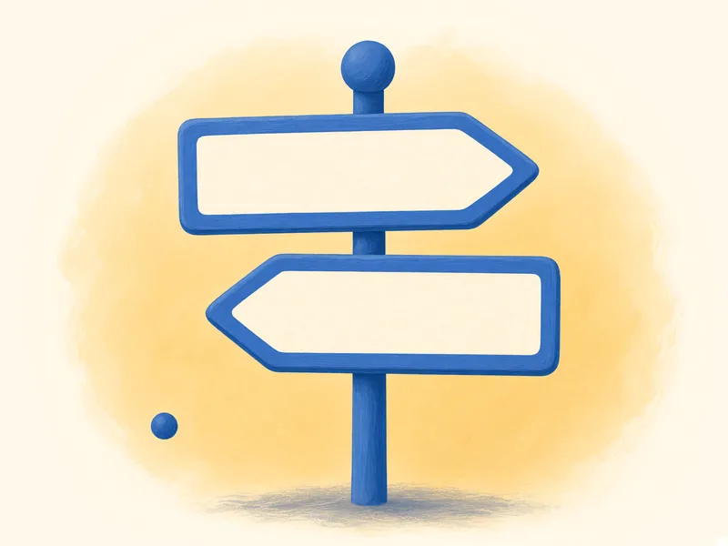 A painted signpost with two blank arrows